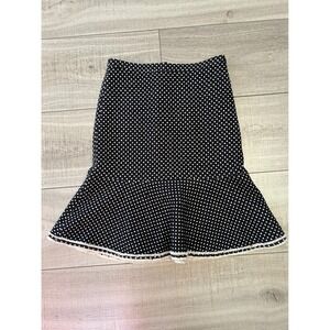 J.Crew Wool Peplum Skirt Black Polka Dot Size 2